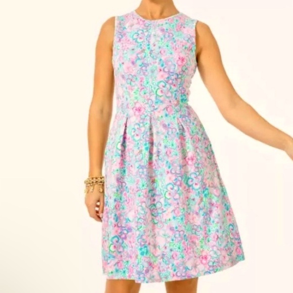 Lilly Pulitzer Kinsey Dress Sleeveless Fit and Flare in Resort White Love Bug - Picture 14 of 14